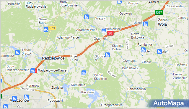 mapa Słubica B, Słubica B na mapie Targeo