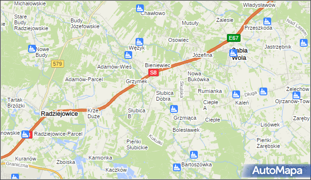 mapa Słubica Dobra, Słubica Dobra na mapie Targeo