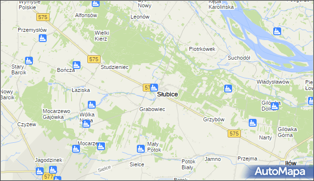mapa Słubice powiat płocki, Słubice powiat płocki na mapie Targeo