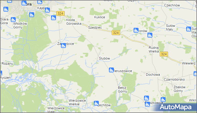 mapa Ślubów gmina Góra, Ślubów gmina Góra na mapie Targeo