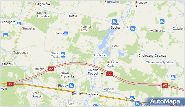 mapa Słuchocin, Słuchocin na mapie Targeo