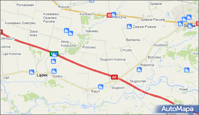 mapa Sługocin-Kolonia, Sługocin-Kolonia na mapie Targeo