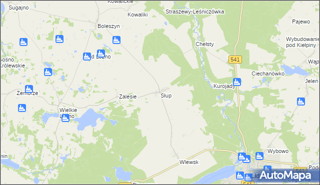 mapa Słup gmina Lidzbark, Słup gmina Lidzbark na mapie Targeo