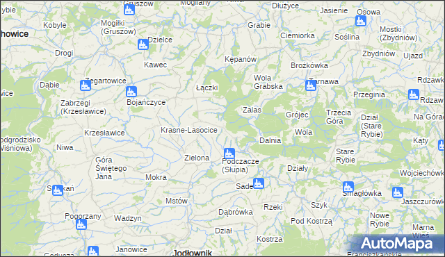 mapa Słupia gmina Jodłownik, Słupia gmina Jodłownik na mapie Targeo