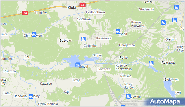 mapa Słupia gmina Kluki, Słupia gmina Kluki na mapie Targeo