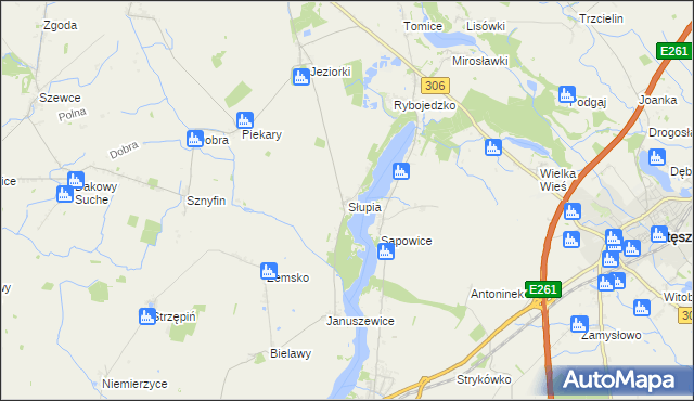 mapa Słupia gmina Stęszew, Słupia gmina Stęszew na mapie Targeo