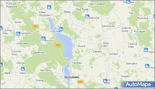 mapa Słupia gmina Szczutowo, Słupia gmina Szczutowo na mapie Targeo