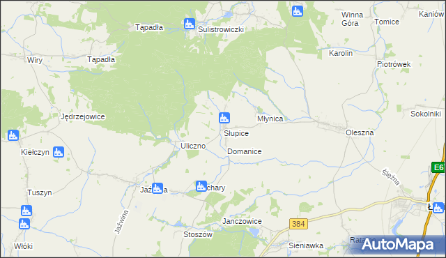 mapa Słupice gmina Łagiewniki, Słupice gmina Łagiewniki na mapie Targeo