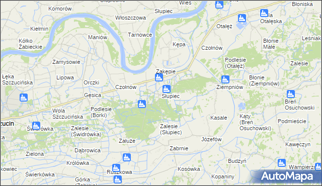 mapa Słupiec gmina Szczucin, Słupiec gmina Szczucin na mapie Targeo