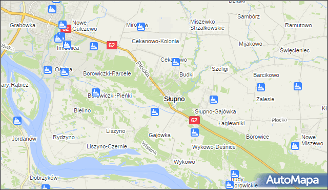 mapa Słupno powiat płocki, Słupno powiat płocki na mapie Targeo