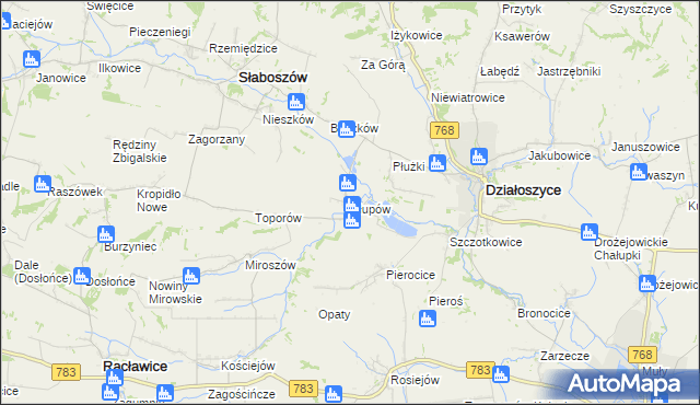 mapa Słupów, Słupów na mapie Targeo