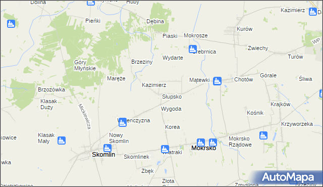 mapa Słupsko gmina Mokrsko, Słupsko gmina Mokrsko na mapie Targeo