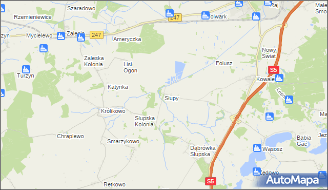 mapa Słupy gmina Szubin, Słupy gmina Szubin na mapie Targeo