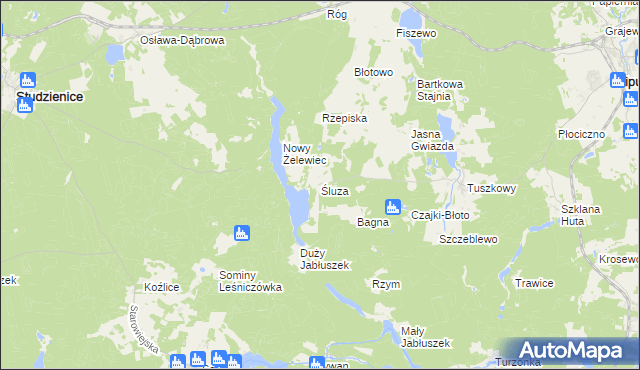 mapa Śluza gmina Lipusz, Śluza gmina Lipusz na mapie Targeo