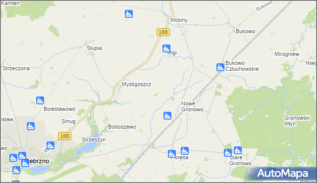 mapa Służewo gmina Debrzno, Służewo gmina Debrzno na mapie Targeo