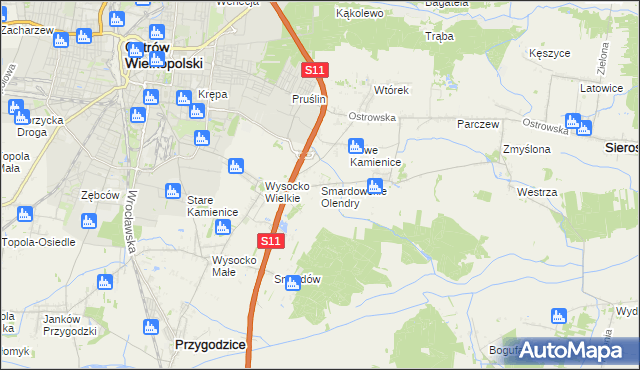 mapa Smardowskie Olendry, Smardowskie Olendry na mapie Targeo