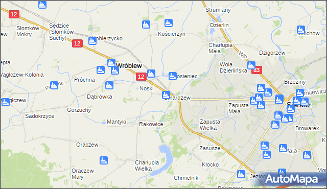 mapa Smardzew gmina Wróblew, Smardzew gmina Wróblew na mapie Targeo