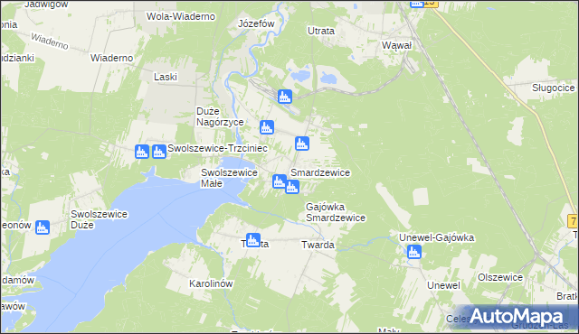 mapa Smardzewice, Smardzewice na mapie Targeo