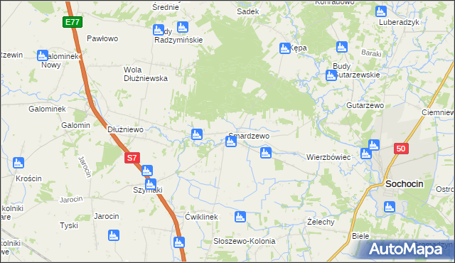 mapa Smardzewo gmina Sochocin, Smardzewo gmina Sochocin na mapie Targeo