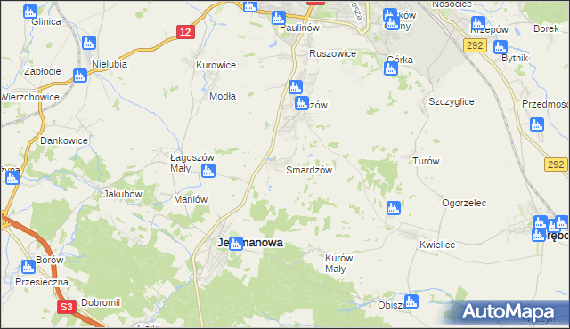 mapa Smardzów gmina Jerzmanowa, Smardzów gmina Jerzmanowa na mapie Targeo
