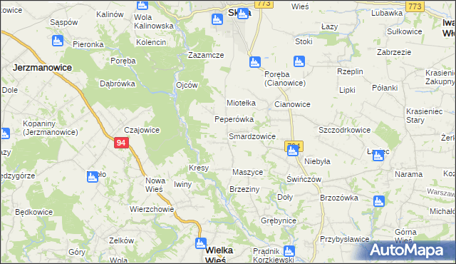 mapa Smardzowice, Smardzowice na mapie Targeo