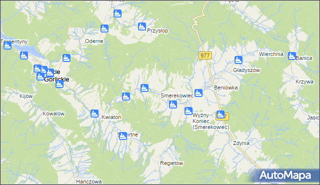 mapa Smerekowiec, Smerekowiec na mapie Targeo