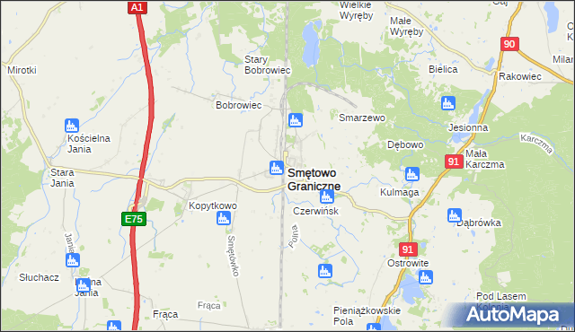mapa Smętowo Graniczne, Smętowo Graniczne na mapie Targeo