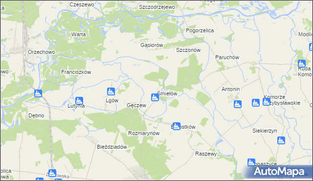 mapa Śmiełów, Śmiełów na mapie Targeo