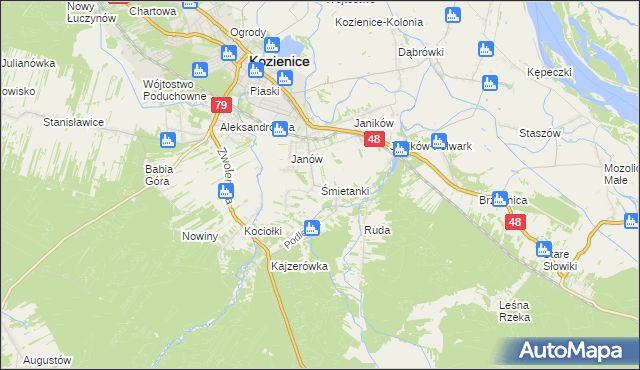 mapa Śmietanki, Śmietanki na mapie Targeo