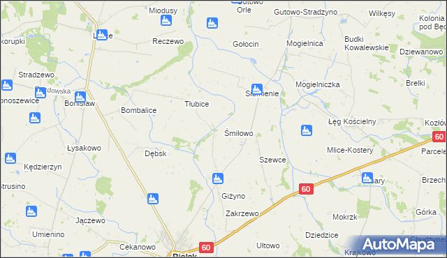 mapa Śmiłowo gmina Bielsk, Śmiłowo gmina Bielsk na mapie Targeo