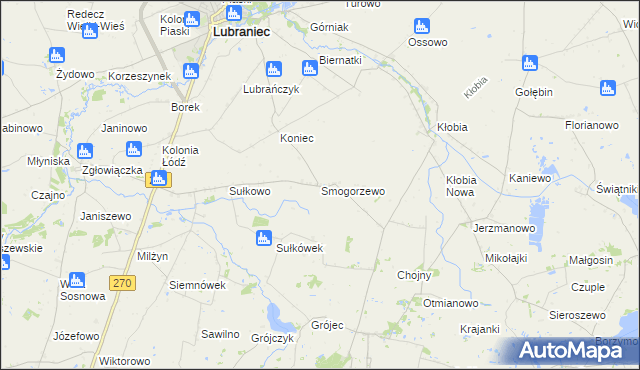 mapa Smogorzewo gmina Lubraniec, Smogorzewo gmina Lubraniec na mapie Targeo