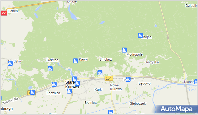mapa Smolarz gmina Stare Kurowo, Smolarz gmina Stare Kurowo na mapie Targeo