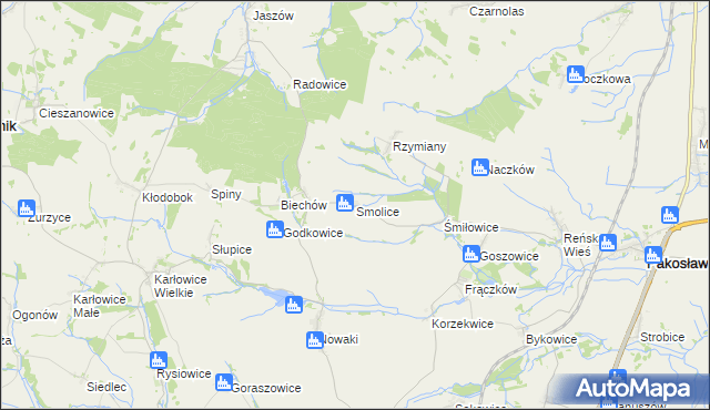 mapa Smolice gmina Pakosławice, Smolice gmina Pakosławice na mapie Targeo