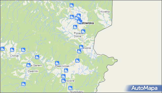 mapa Smolnik gmina Lutowiska, Smolnik gmina Lutowiska na mapie Targeo