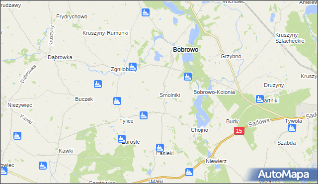 mapa Smolniki gmina Bobrowo, Smolniki gmina Bobrowo na mapie Targeo