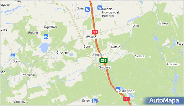 mapa Smólsko gmina Nowogródek Pomorski, Smólsko gmina Nowogródek Pomorski na mapie Targeo