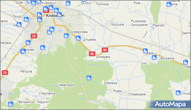 mapa Smoszew, Smoszew na mapie Targeo