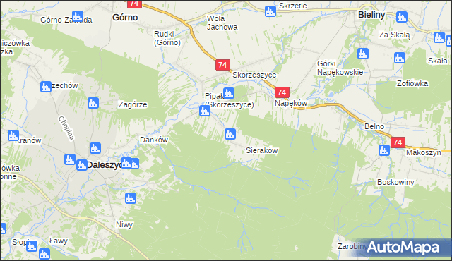 mapa Smyków gmina Daleszyce, Smyków gmina Daleszyce na mapie Targeo
