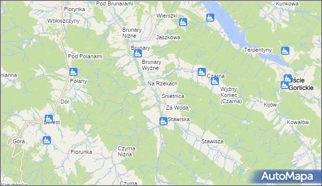 mapa Śnietnica, Śnietnica na mapie Targeo