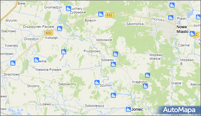 mapa Sobieski gmina Joniec, Sobieski gmina Joniec na mapie Targeo