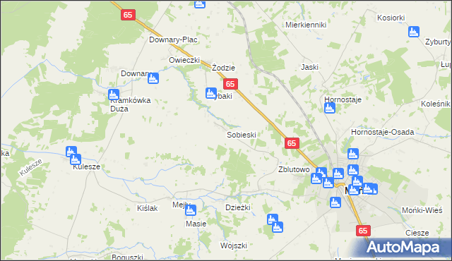 mapa Sobieski gmina Mońki, Sobieski gmina Mońki na mapie Targeo