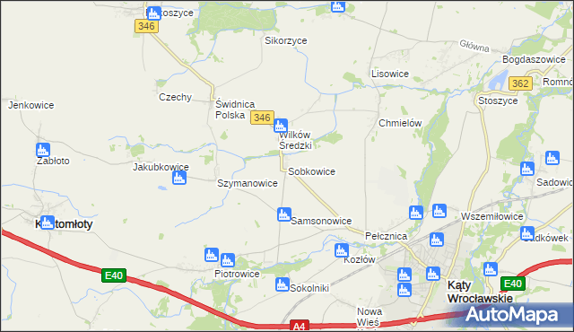 mapa Sobkowice, Sobkowice na mapie Targeo