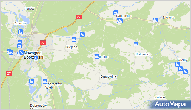 mapa Sobolice gmina Nowogród Bobrzański, Sobolice gmina Nowogród Bobrzański na mapie Targeo