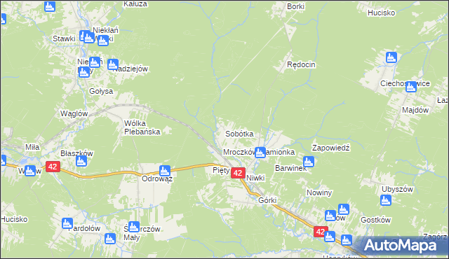 mapa Sobótka gmina Bliżyn, Sobótka gmina Bliżyn na mapie Targeo