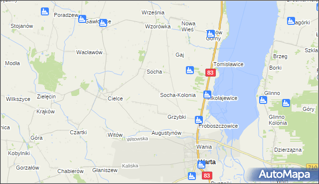 mapa Socha-Kolonia, Socha-Kolonia na mapie Targeo