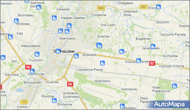 mapa Sochaczew-Wieś, Sochaczew-Wieś na mapie Targeo