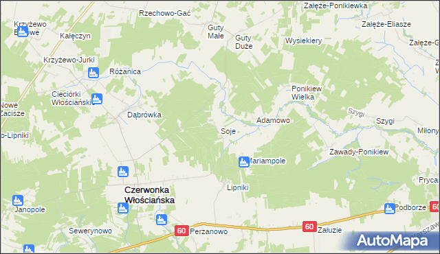 mapa Soje, Soje na mapie Targeo