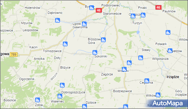 mapa Sokolniki gmina Niegowa, Sokolniki gmina Niegowa na mapie Targeo