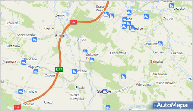 mapa Sokołów Górny, Sokołów Górny na mapie Targeo