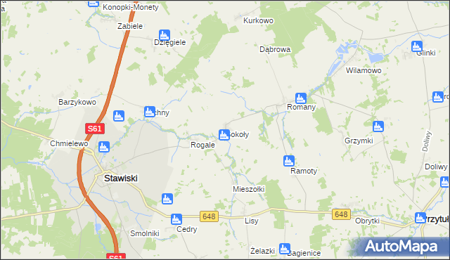 mapa Sokoły gmina Stawiski, Sokoły gmina Stawiski na mapie Targeo